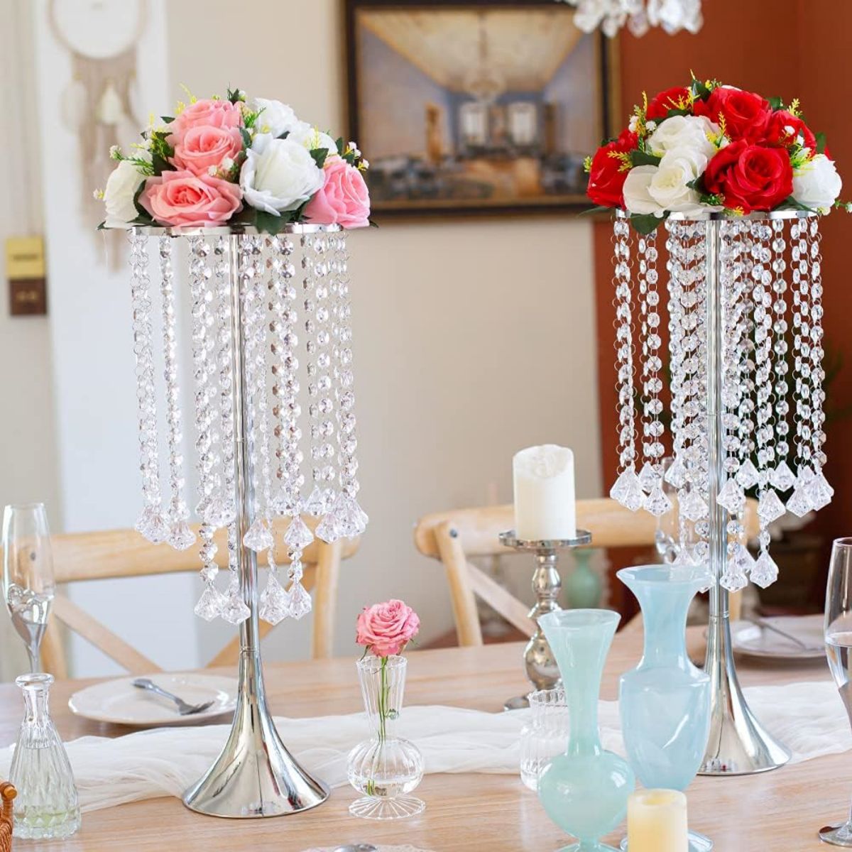 Luxury Candle Supplies Usa - 2/10pcs 럭셔리 크리스탈 플라워 스탠드 21.9
