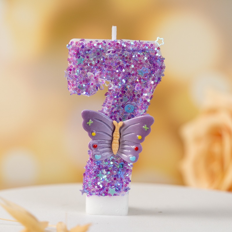 보라색 나비 숫자 0-9 생일 캔들 고급 스팽글 케이크 - Luxury Candle Supplies Usa 리뷰 및 가격